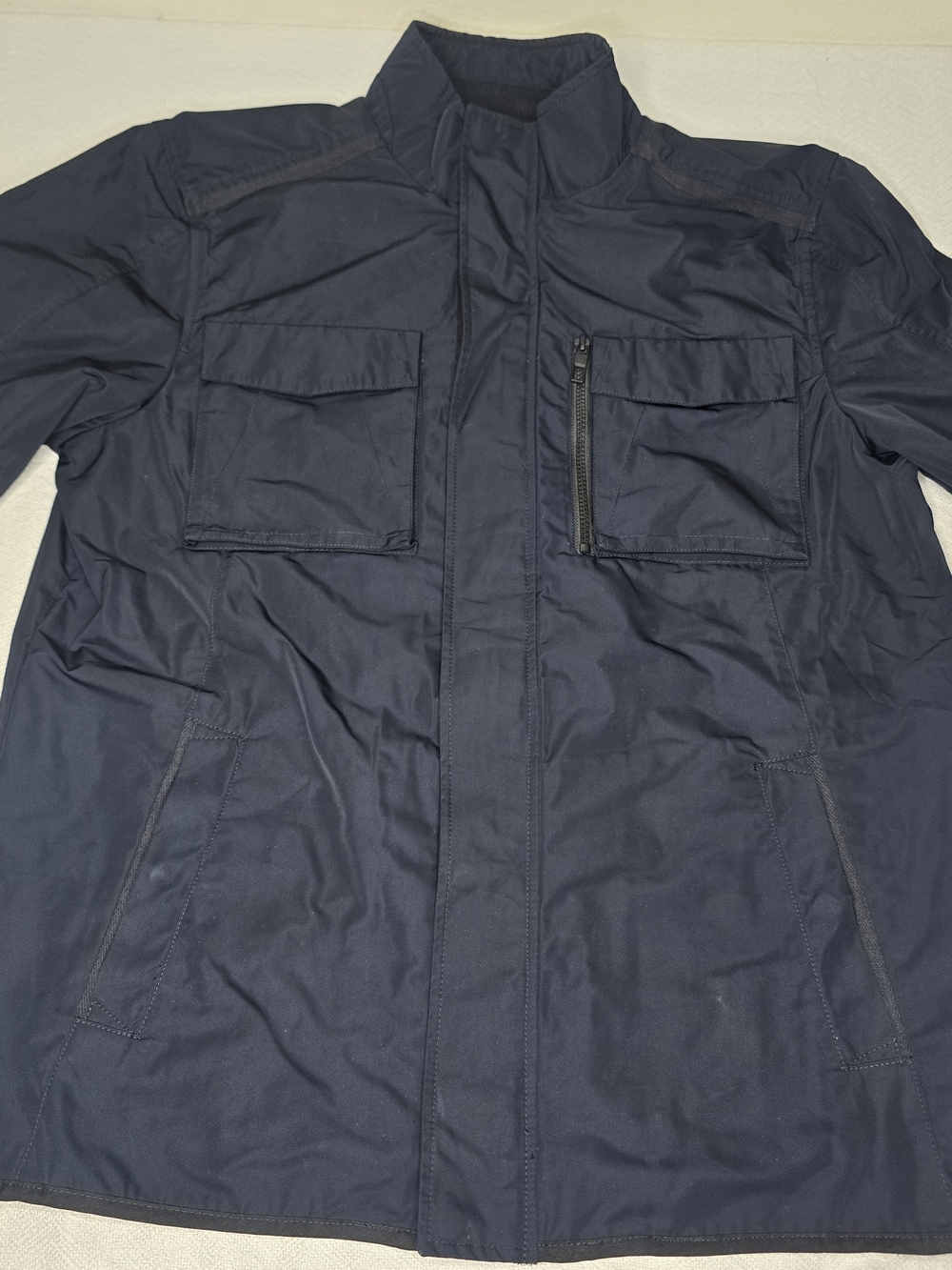 Marc New York Navy Military Field Jacket with Zip Chest Pocket